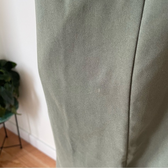 Theory Antazie Tie Front Shift Drapey Crepe Dark Military Green Tee Dress Size 0 - Picture 12 of 12